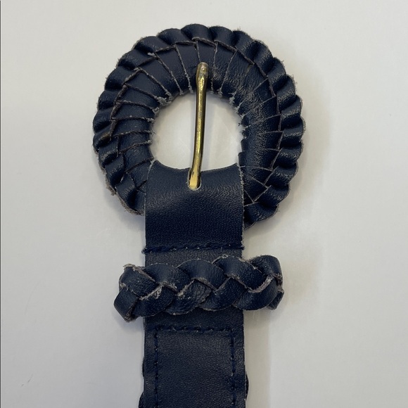 Vintage 1980’s Braided Leather Waist Belt - Navy. 36” - Picture 4 of 4